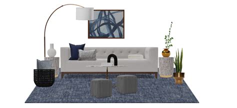 Mid Century Modern Living Room with Brass Accents | Spacejoy