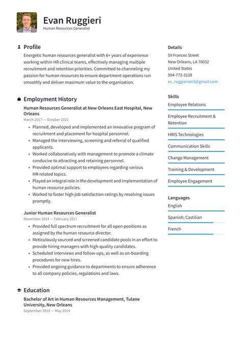 Human Resources Manager Resume Example Editable Template, 53% OFF