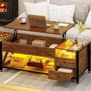 Rent to own 43.3” Lift Top Coffee Table with Power Outlets & LED Strip ...