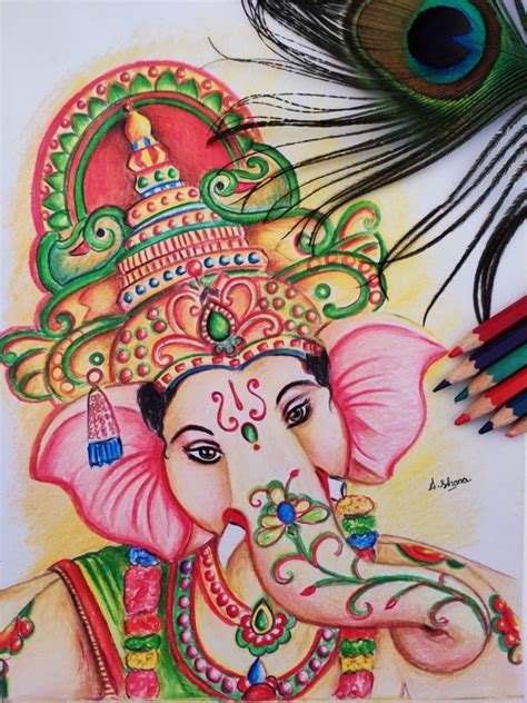 Lord Ganesh 🙏 | Drawing sketches, Sketches, Nature art painting