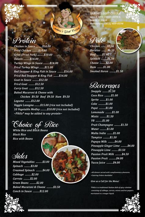 Haitian Food Menu - Hand Made