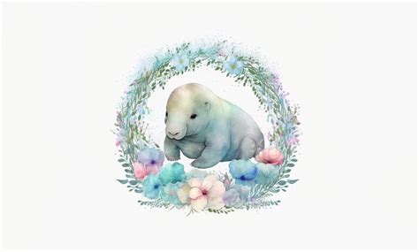 Manatee Floral Watercolor Graphic by Poster Boutique · Creative Fabrica