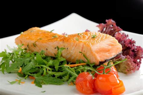 Healthy Fish Cuisine : Baked Pink Salmon Steaks Stock Photo - Image of mediterranean, pink: 43177796