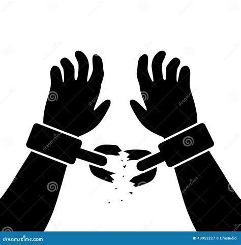 Mans Raised Hands with Broken Chains, Vector Stock Vector - Illustration of heavy, chain: 49953227