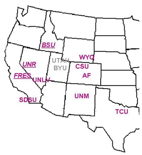 Alan's Conference-Realignment Blog: Map of Mountain West Changes