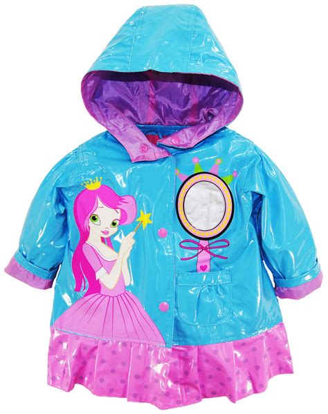 Wippette Baby Girls Rain Coat Waterproof Vinyl Hooded Princess Raincoat ...