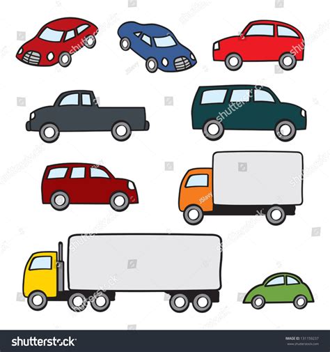 Assortment Various Types Cartoon Cars Trucks庫存向量圖（免版稅）131159237 | Shutterstock