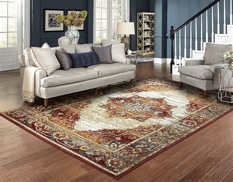 Amazon.com: Luxury Distressed Rugs for Living Room 8x10 Red Rug Prime ...