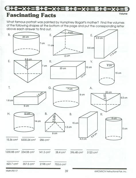 Surface Area Volume Worksheet