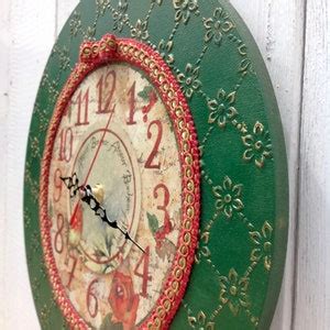 Green Clock Rustic Clocks for Wall Bird Christmas Ornaments Cool Wall Clock Unusual Wall Clock ...