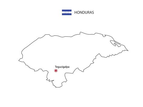 dibujar a mano el vector de línea negra delgada del mapa de honduras ...