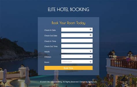 Elite Hotel Booking Widget Flat Responsive Widget Template