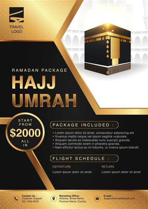 Islamic Ramadan Hajj Umrah Brochure or Flyer Template Background Vector Design With praying ...