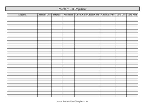 Monthly Bill Organizers - 18 Free Printables | Printabulls | Aidan