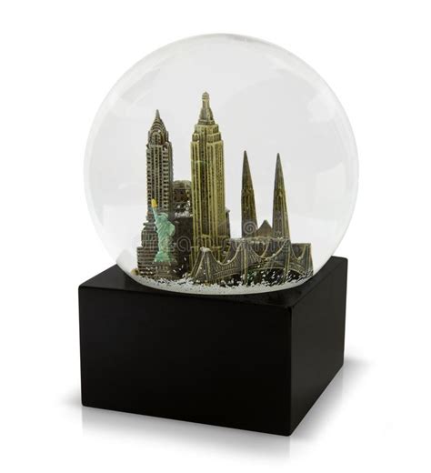 A New York City snow globe. New York snow globe isolated on white with ...