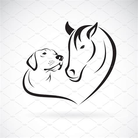 Vector of horse and dog (Labrador). | Horses and dogs, Dog memorial ...