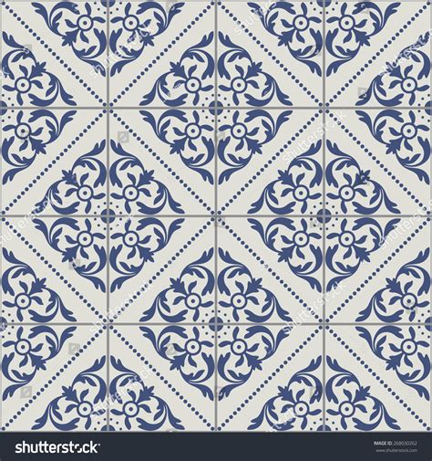 Portuguese Tiles Seamless Pattern Stock Vector Illustration 268030262 : Shutterstock