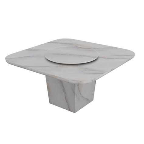 Round Corner Square Marble Dining Table with Marble Base (8-seaters) - Crownlivin