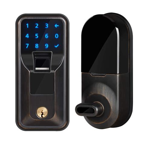 iMagic Electronic Fingerprint Deadbolt, Keypad Entry Door Lock, 5-9/16 in., Zinc Construction ...