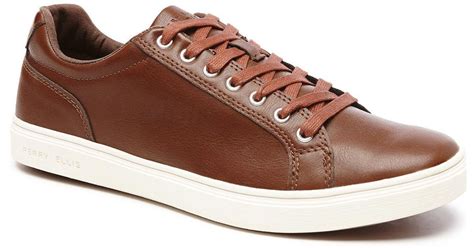 Perry Ellis Leather Ventura Sneaker in Brown for Men | Lyst