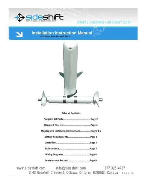 Bow Thruster Installation Instructions | Screw | Nut (Hardware)