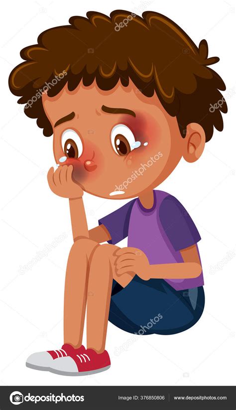 Little Boy Bruises Crying Illustration Stock Vector Image by ©brgfx #376850806