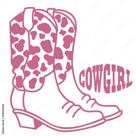 Cowgirl boots vector illustration. Vector western cowboy pink boots ...