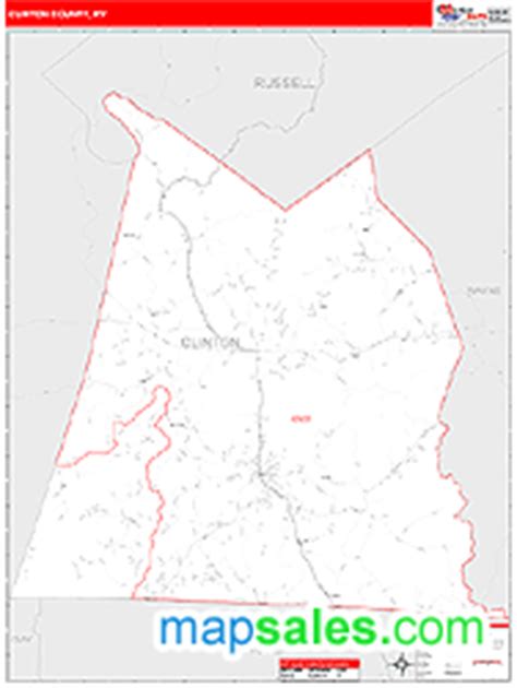 Clinton County, KY Zip Code Wall Map Red Line Style by MarketMAPS