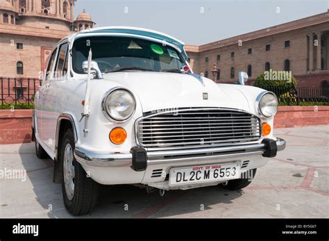 White Ambassador Car Stock Photo - Alamy