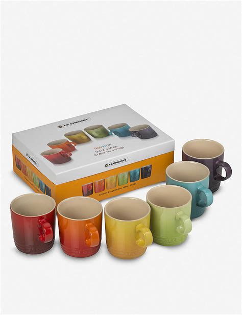 LE CREUSET - Rainbow ceramic mugs set of six | Selfridges.com