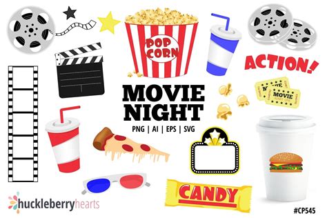 Movie Night Clipart (1021317) | Illustrations | Design Bundles