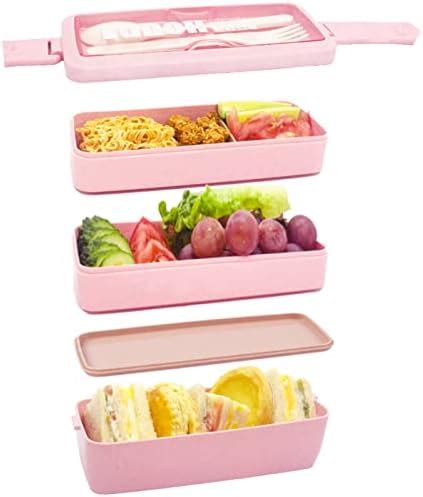 Japanese Bento Box Lunch Box,3-in-1 Compartment, Reusable Bento Lunch Box Meal Prep Containers ...