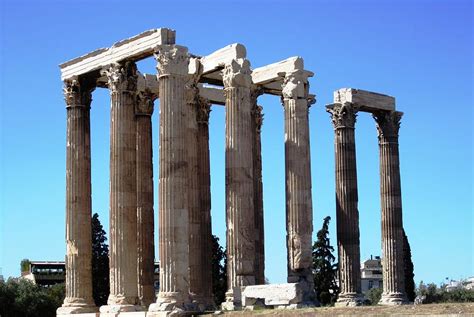 Ancient Greek Columns Or Pillars IIi Standing Tall In Athens Greece ...