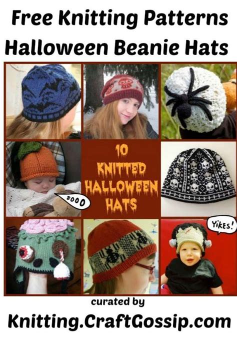 Knitting Patterns – 10 Knitted Halloween Beanie Hats – Knitting