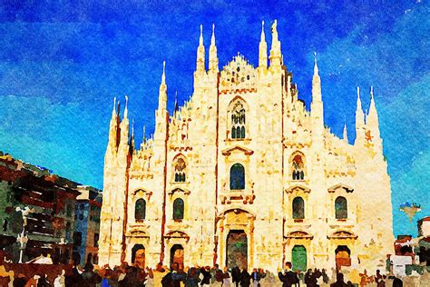 Il Duomo di Milano, Milan Dome Gothic Cathedral Watercolor Digital Art by Pier Paolo Mansueto ...