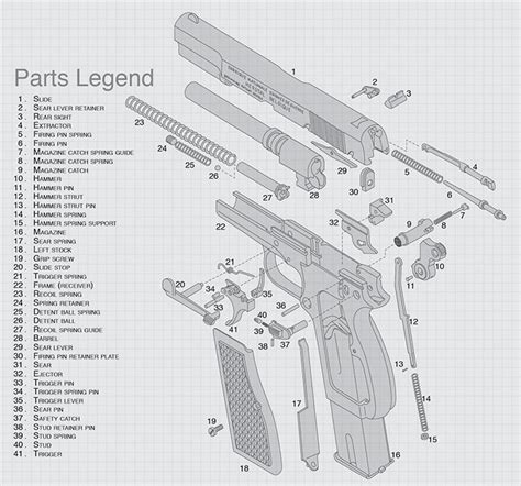 Browning Hi Power Armorers Gun Cleaning Bench Mat Exploded View Schematic Parts Gun Smithing ...