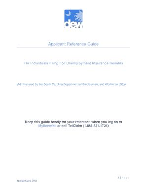 Sc Dew Claimant Handbook - Fill and Sign Printable Template Online