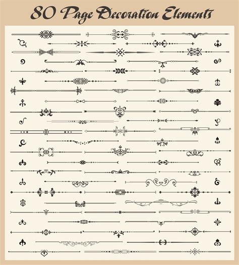 80 Vector Design Elements of Page Dividers, Ornaments, Scrolls ...