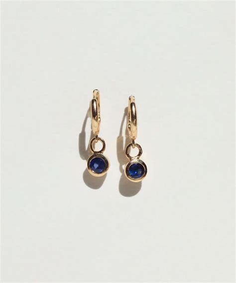 Mini Huggies Blue Sapphire Drop Earrings