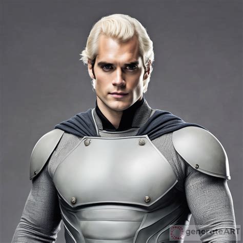 Henry Cavill Fan Art: White Blonde Hair, Grey Eyes, Tattoos | GenerateArt