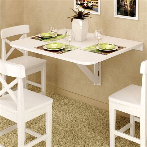 Fasthomegoods Large Wall Mount Drop Leaf Folding Table White Solid Wood 36 X 30 Inches | Small ...