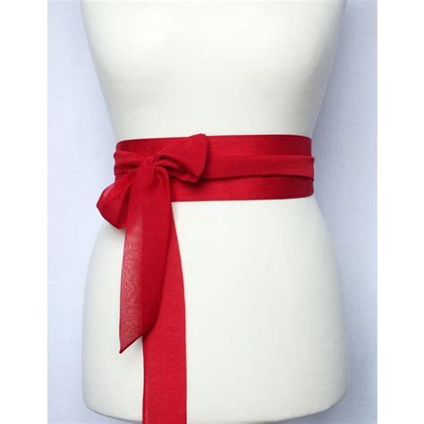 Wide red taffeta obi belt sash with chiffon ribbons ($35) liked on ...