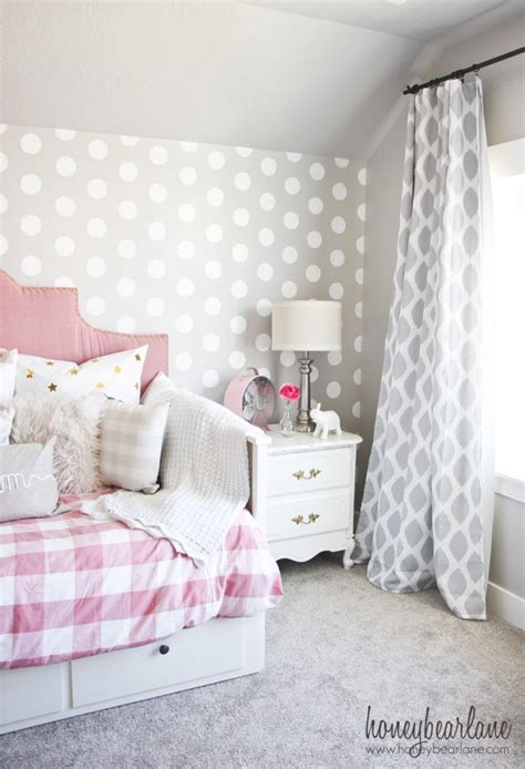 Pink and Gray Girl's Bedroom - HoneyBear Lane