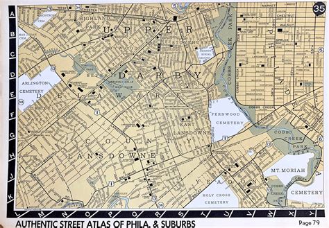 Lansdowne Map, Drexel Hill Map, Original 1936 City of Philadelphia Atlas, Upper Darby, Yeadon ...