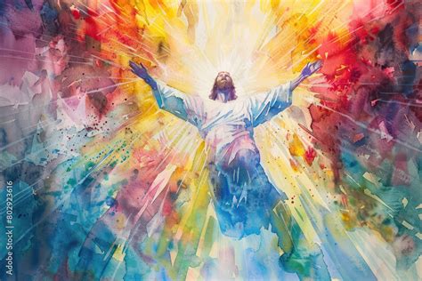 Jesus Ascension Watercolor Painting., the Ascension of Christ, the ...