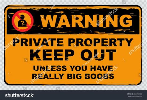 Funny Sign Warning Private Property Keep Stock Vector (Royalty Free ...