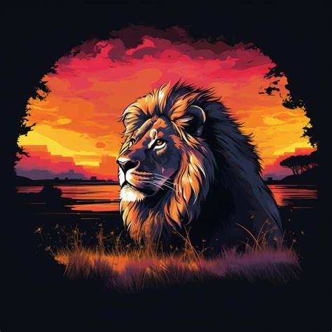 Premium AI Image | Lion silhouette in a sunset scene Generative AI