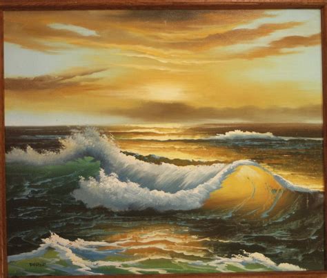 Wave Painting of Wave Crashing on the Beach during Sunset/Sunrise Oil on Canvas Seascape ...