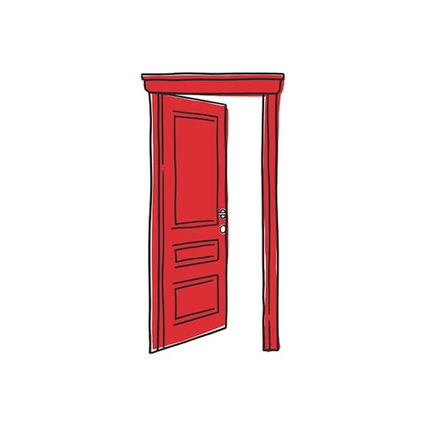 Premium Vector | Red open door simple vector illustration clip art with white background