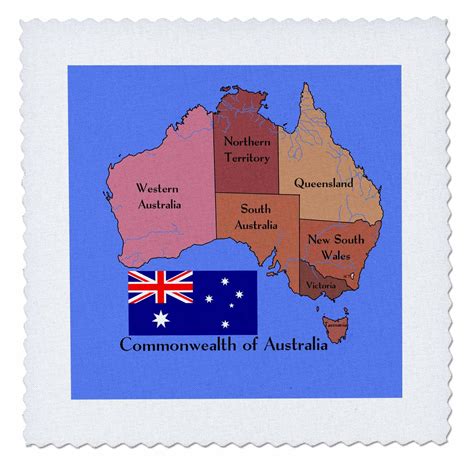 3dRose The map and flag of the Commonwealth of Australia with states ...